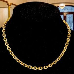 GOLD CHAIN CHOKER NECKLACE OVAL INTERLOCKING WOMEN JEWELRY